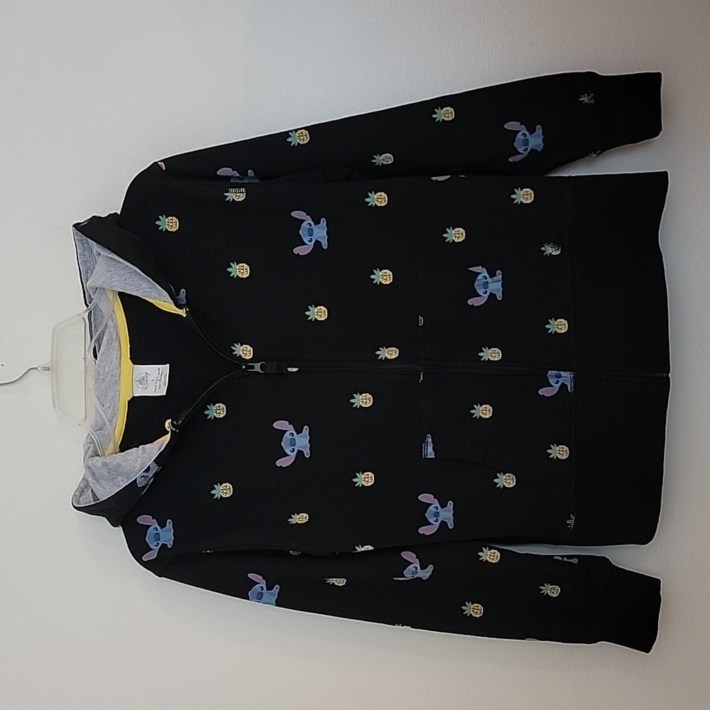 Lilo & Stitch Disney Black Print Zip Up Hoodie Jacket S